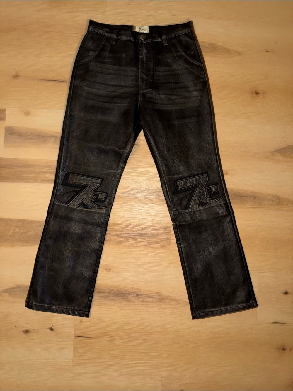Triple 7 Off Black Leather Pants